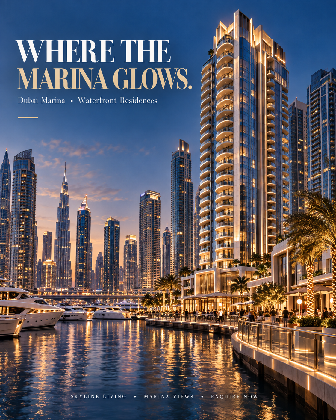 Marina Residence, a luxury Dubai real estate poster design