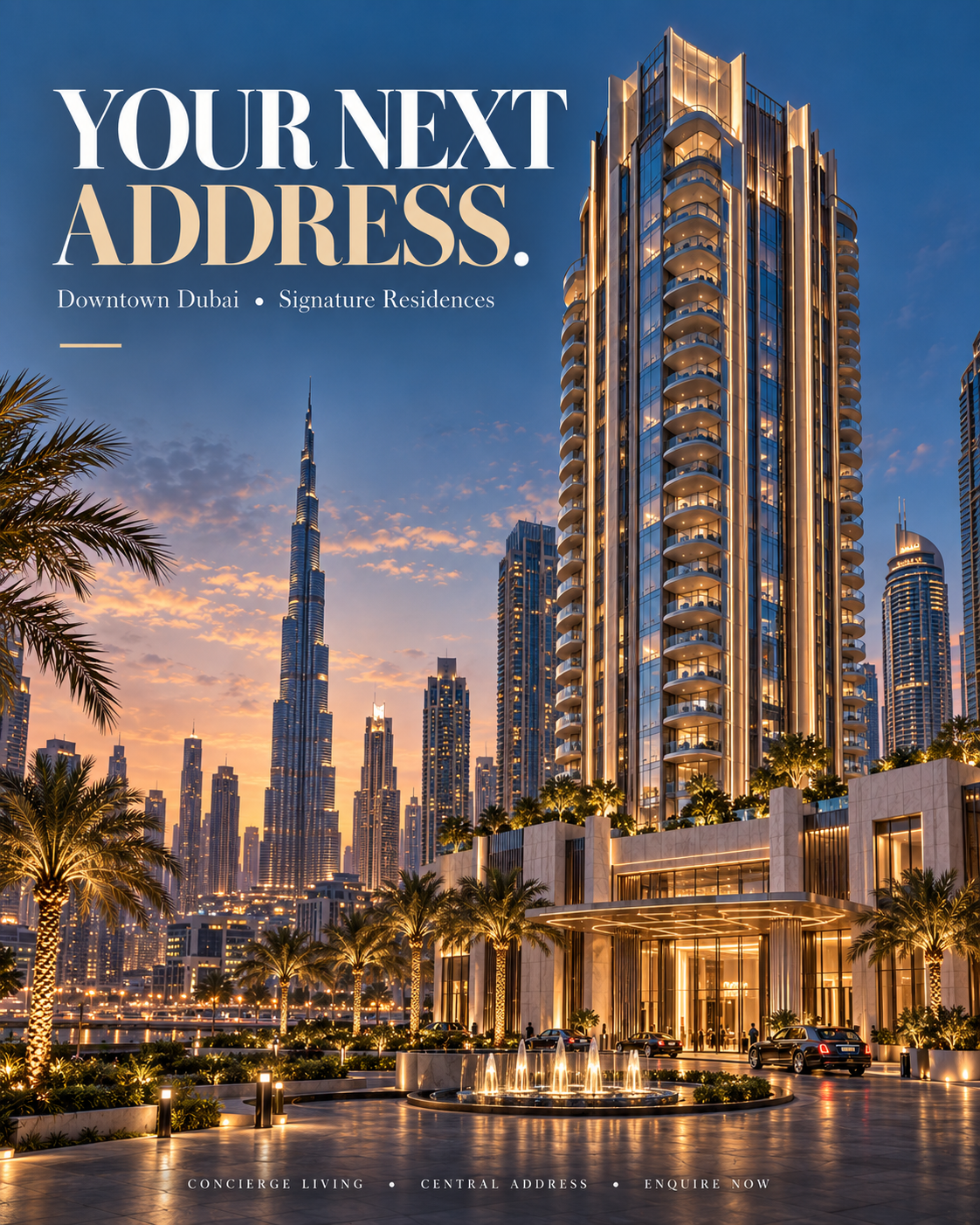 Seafront Suite, a luxury Dubai real estate poster design